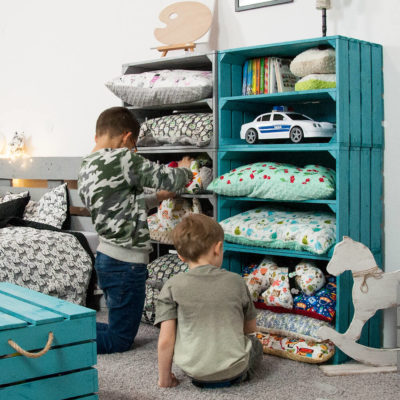 Skrzynia regałowa turkusowa z półką VIA DOMO 2