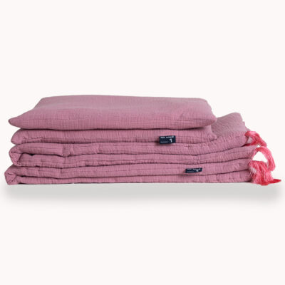 komplet pościeli muślinowej WRZOS 80x100 40x60 jasne chwosty